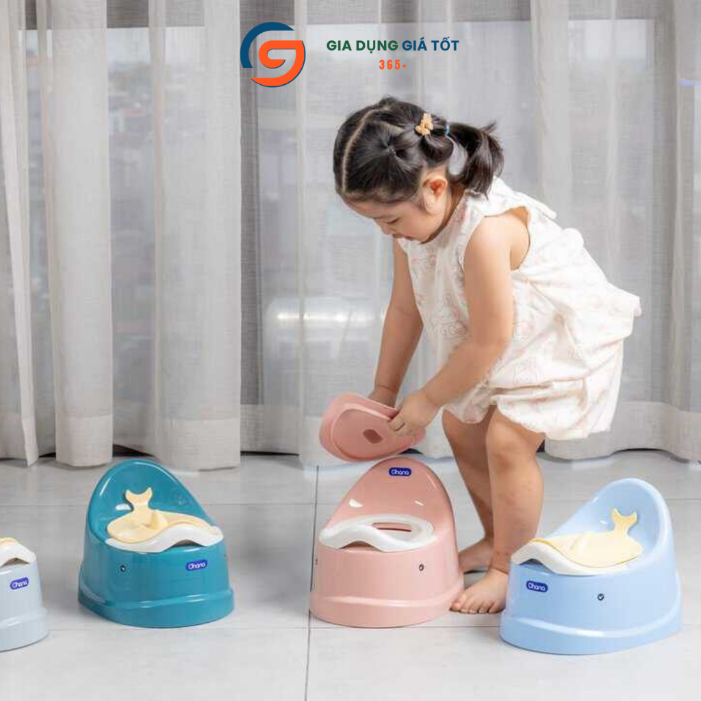 Bô cho bé vệ sinh có nắp hình cá heo Ohana, bô ngồi tập đi vệ sinh cho bé 0-4 tuổi