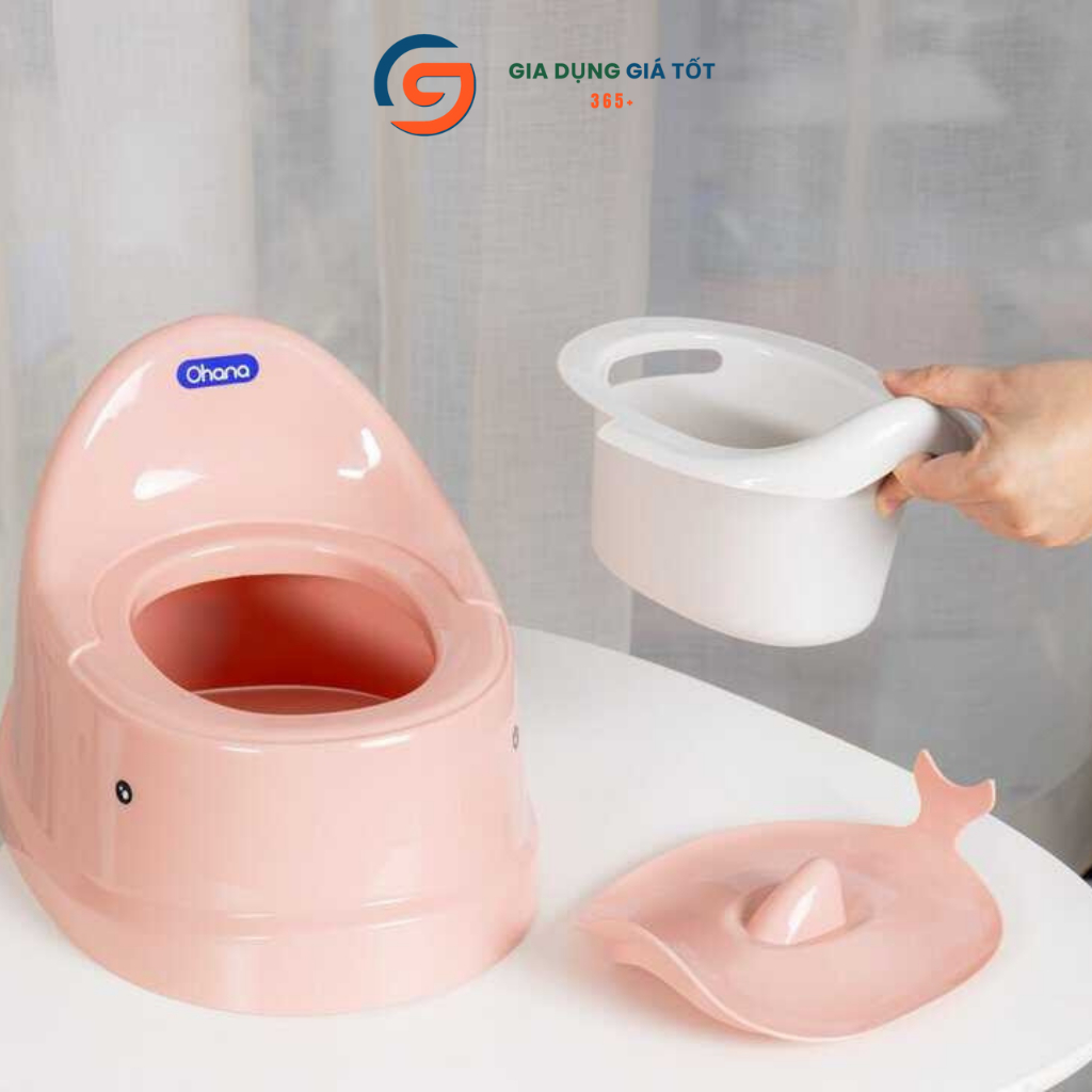 Bô cho bé vệ sinh có nắp hình cá heo Ohana, bô ngồi tập đi vệ sinh cho bé 0-4 tuổi