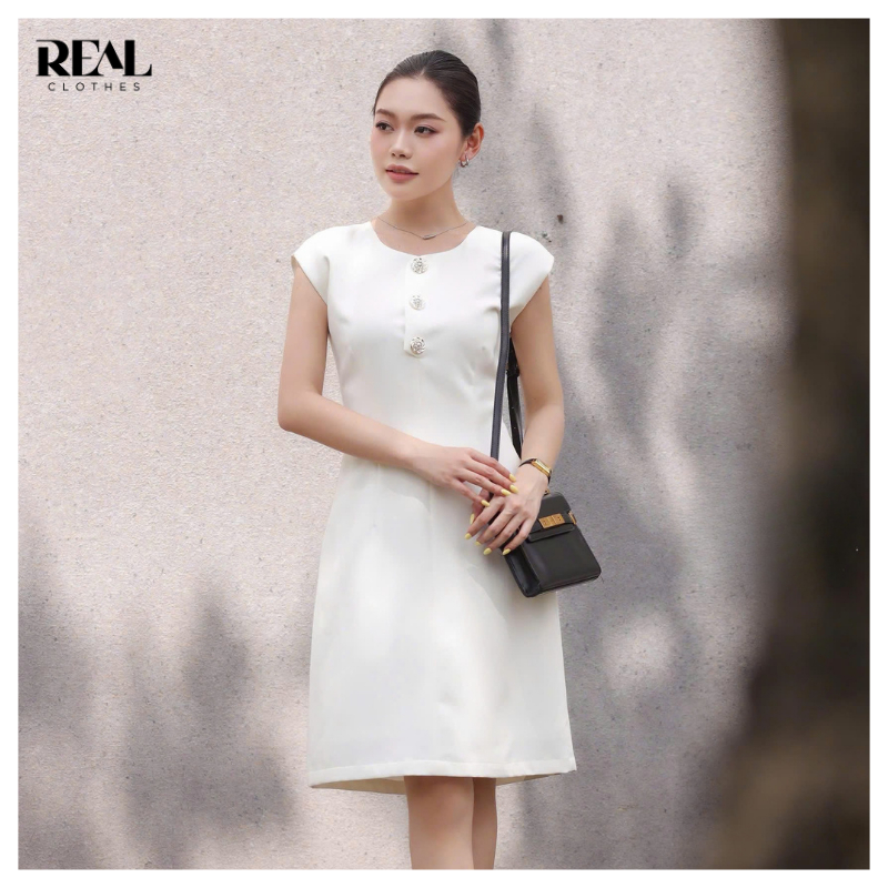Đầm không tay Hailey REAL CLOTHES, CÓ TÚI, có lót, ít nhăn (tổng hợp màu)
