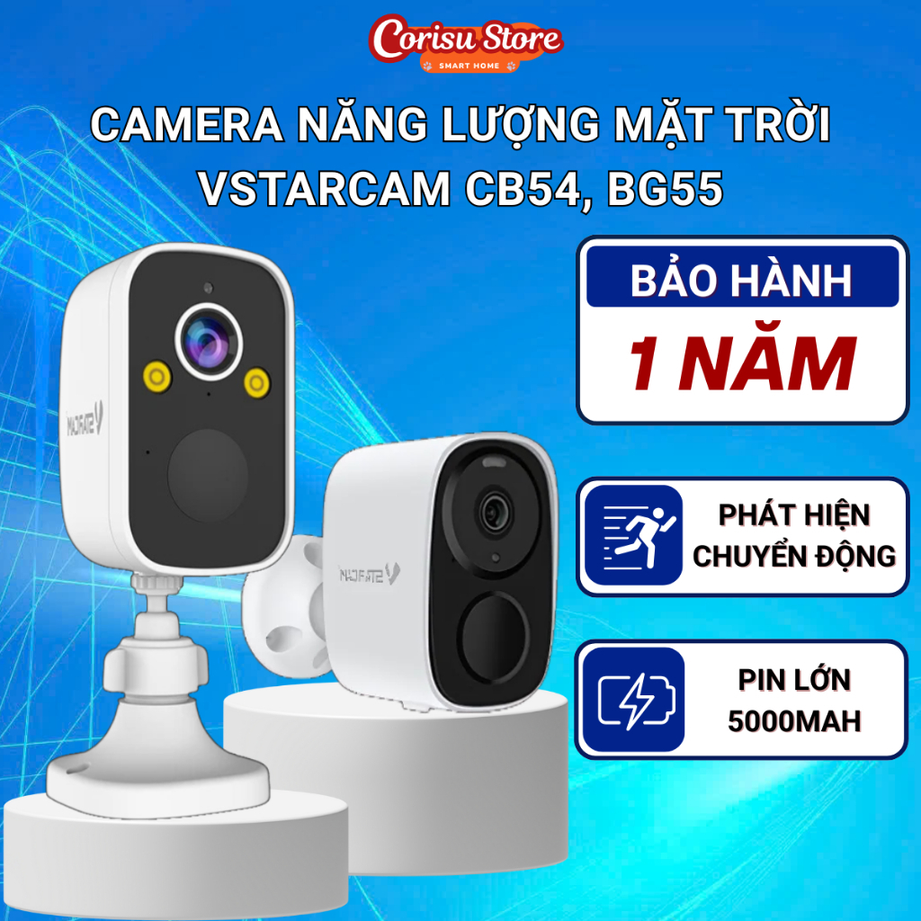 Camera ngoài trời Vstarcam CB54, BG55 tích hợp pin năng lượng mặt trời ...