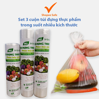 Set 3 cuộn túi đựng thực phẩm trong suốt nhiều kích thước tiện dụng #A218