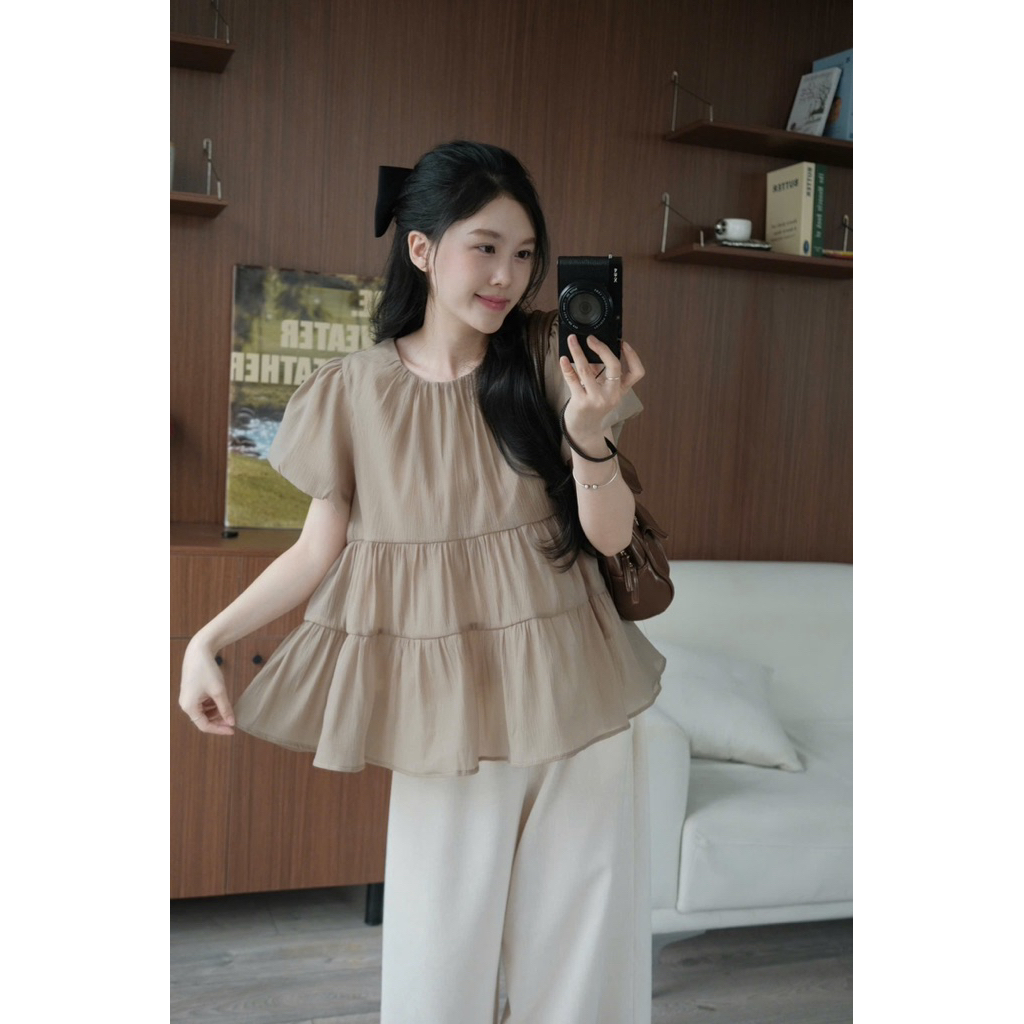 Áo voan xoè tầng tay bồng 3 màu babydoll Nữ the.sweaterweather TSW