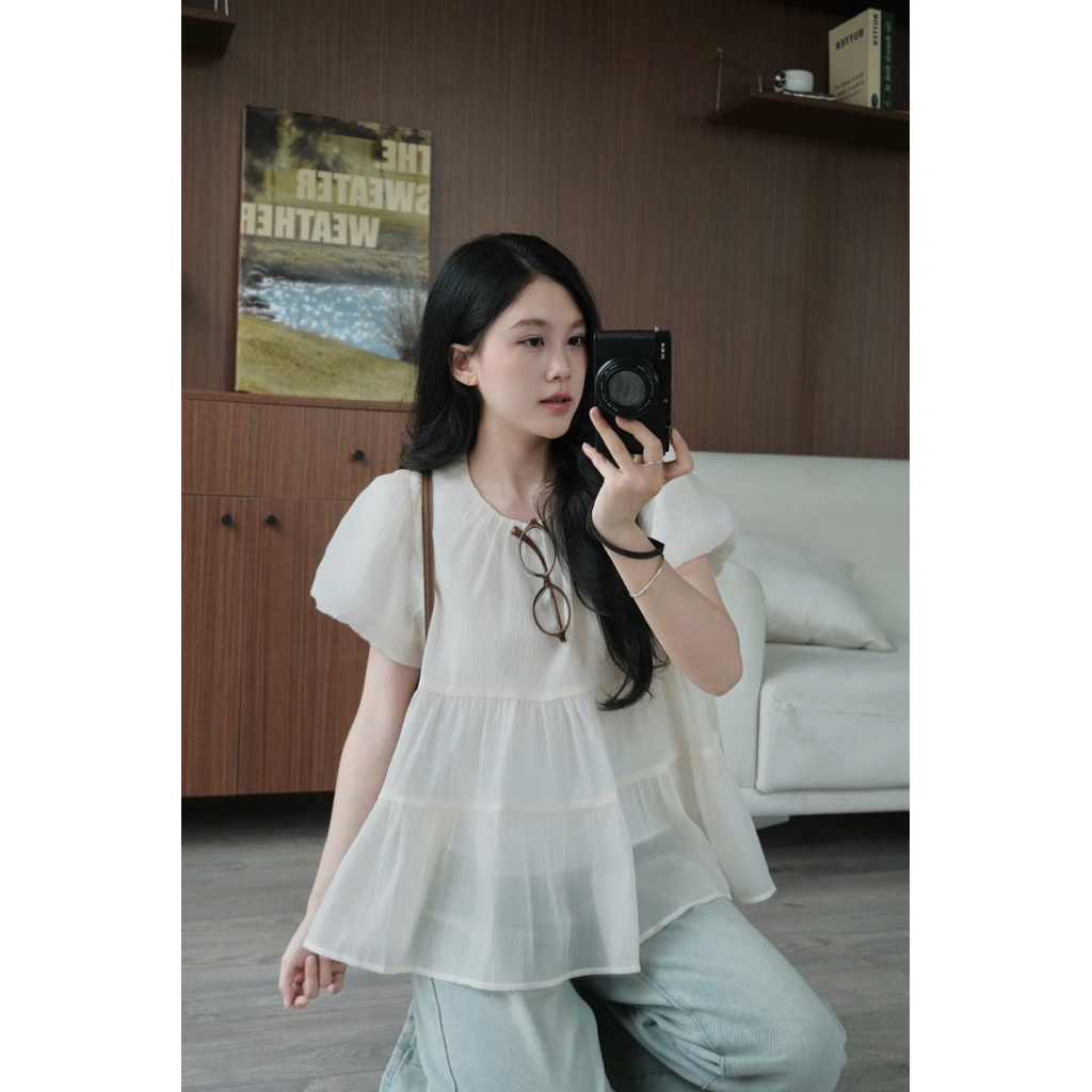 Áo voan xoè tầng tay bồng 3 màu babydoll Nữ the.sweaterweather TSW