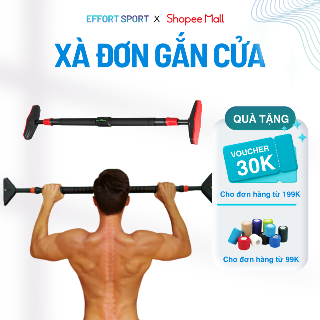 Xà Đơn Gắn Cửa EFFORTSPORT Chịu Lực 200kg, Xà Đơn Treo Tường Chốt