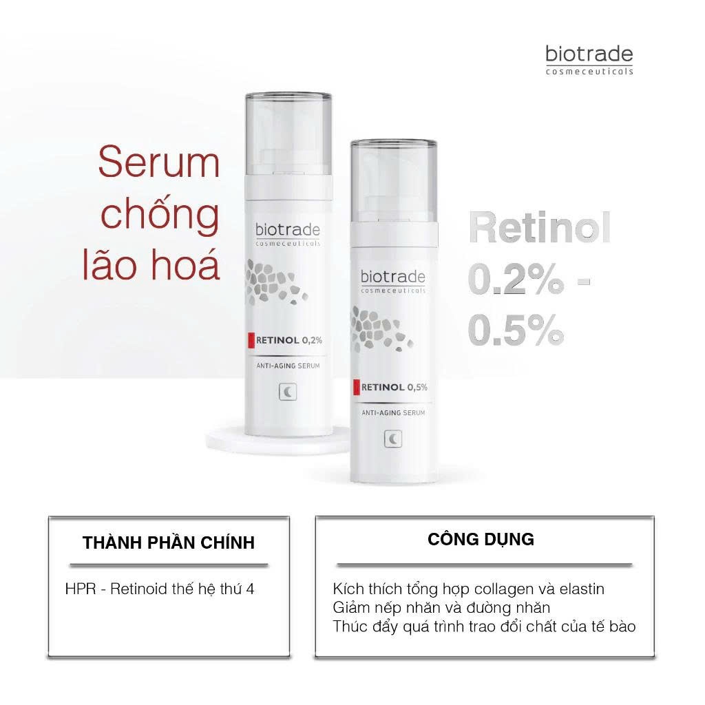 Serum hỗ trợ trẻ hóa sáng da mờ thâm BIOTRADE Retinol 0,2% Anti-Aging 30ml - Skin Studio