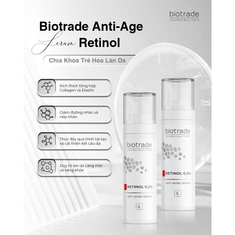 Serum hỗ trợ trẻ hóa sáng da mờ thâm BIOTRADE Retinol 0,2% Anti-Aging 30ml - Skin Studio