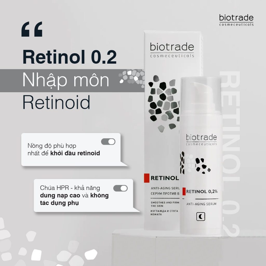 Serum hỗ trợ trẻ hóa sáng da mờ thâm BIOTRADE Retinol 0,2% Anti-Aging 30ml - Skin Studio