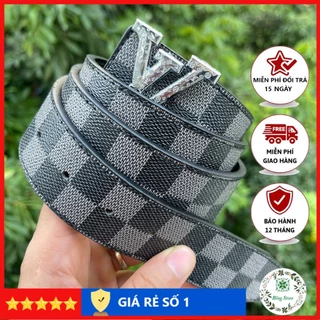 Dây lưng nam cao cấp, thắt lưng nam caro, dây lưng da thời trang, mặt kim loại nguyên khối trẻ trung lịch lãm TL002