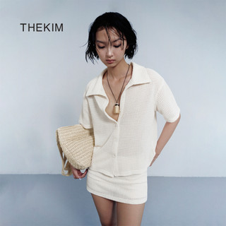 [ XẢ HÀNG ] THEKIM Set áo sơ mi và chân váy ôm , set áo cổ đức và chân váy mini chất liệu sợi dệt soft waffle CS353