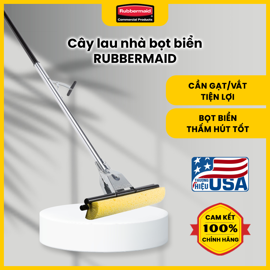 Bộ cây lau Rubbermaid cán kim loại, bàn lau 30 cm - bọt biển thấm nước cực tốt - FG643500BRNZ