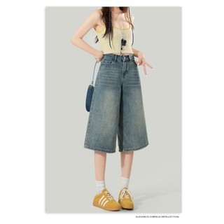 Quần Short Jeans Bò Ngố Dáng Lửng Ống Rộng Avo Avocado Wash Màu Retro Chất Vải Cotton Dài Qua Gối Unisex