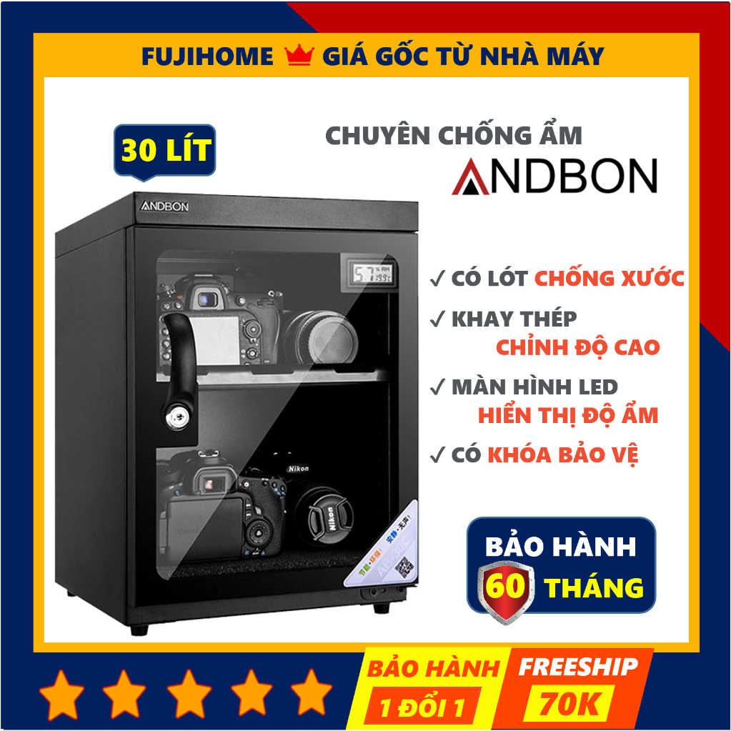 Tủ Chống Ẩm Thiết Bị Điện Tử 30 Lít ANDBON AB-30C, Tủ Hút Ẩm Bảo Quản Máy Ảnh Bán Dẫn 3 Chế Độ Chính Xác