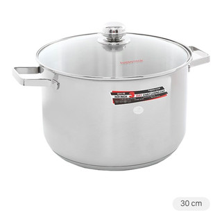 Nồi inox 3 đáy nắp kiếng 30cm Happy Cook NC-30G - Inox 304, dùng tất cả loại bếp - Hàng chính hãng