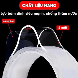 Băng keo hai mặt trong suốt siêu dính, bám chặt trên mọi bề mặt, phù hợp cho trang trí tường chắc chắn.