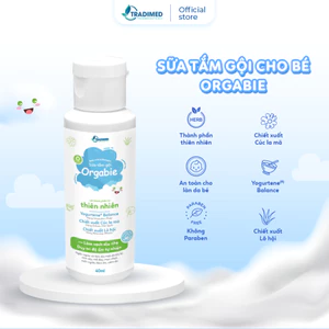 Sữa tắm gội cho bé thiên nhiên Orgabie, làm sạch, dưỡng ẩm dịu nhẹ, an toàn cho làn da nhạy cảm của bé