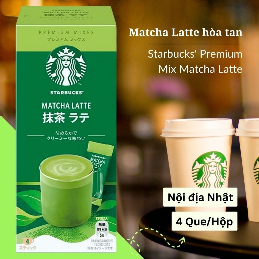 Starbucks Matcha Latte Hộp 4 Gói pha sẵn chuẩn vị Nội Địa Nhật Bản