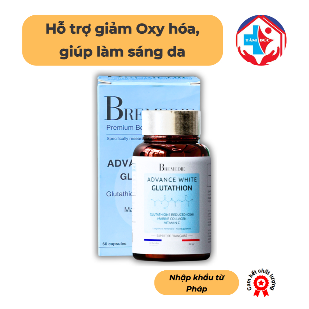 bremedie advance white glutathione Advance White Glutathion - Hỗ trợ giảm Oxy hóa, giúp làm sáng da