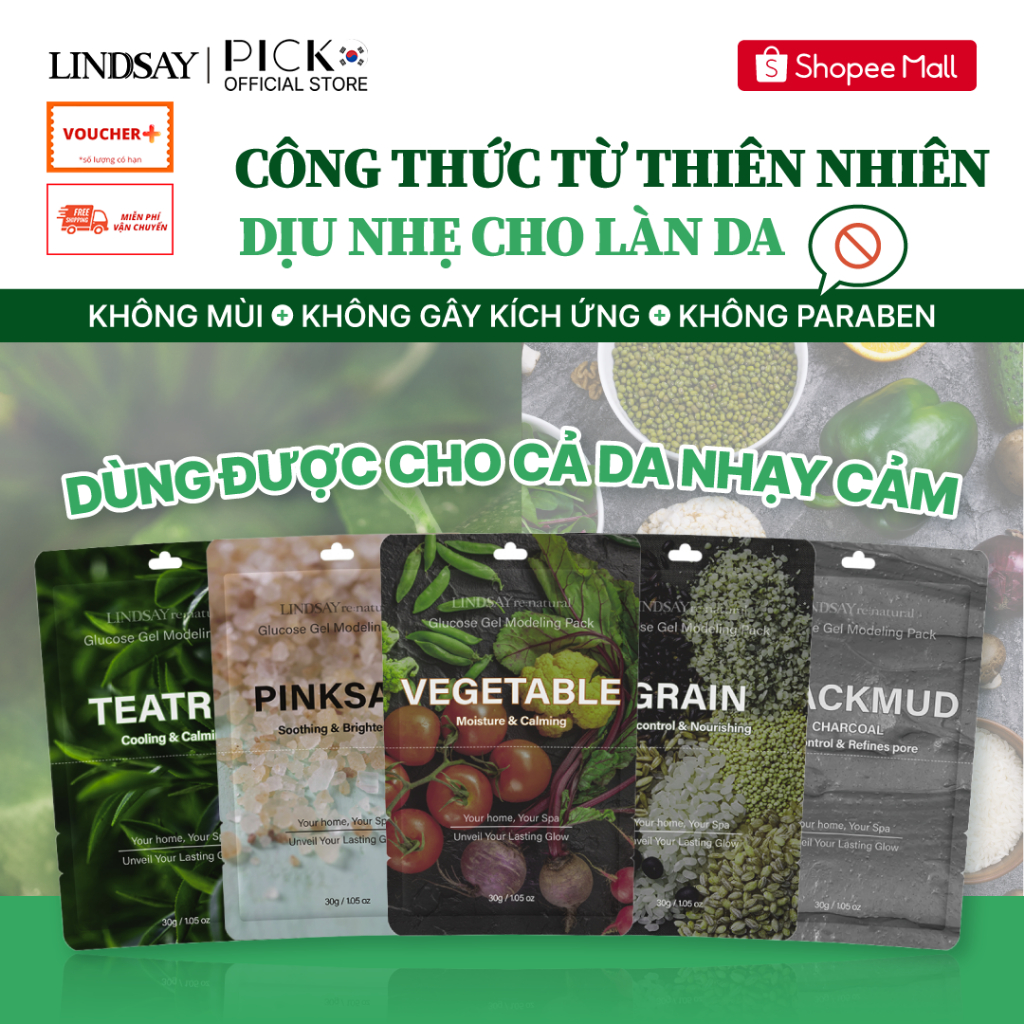 [QUÀ TẶNG KHÔNG BÁN] Mặt nạ dẻo dùng 1 lần kèm muỗng Lindsay Re:natural Modeling Mask