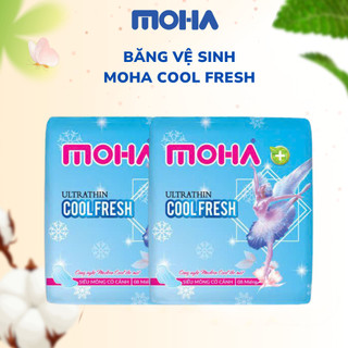 Băng vệ sinh có cánh MOHA COOL FRESH gói 8 miếng, tinh chất bạc hà the mát dễ chịu an toàn cho da