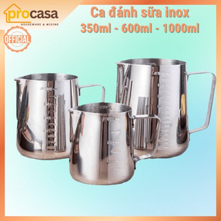 Ca đánh sữa inox - có vạch chia - 350ml - 550ml - 950ml (600ml - 1000ml)