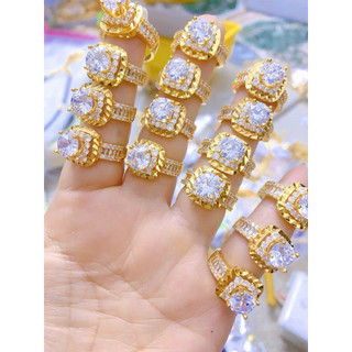Nhẫn nữ đính đá mạ vàng 18k N020 mặt đá đỏ cao cấp Ti tan