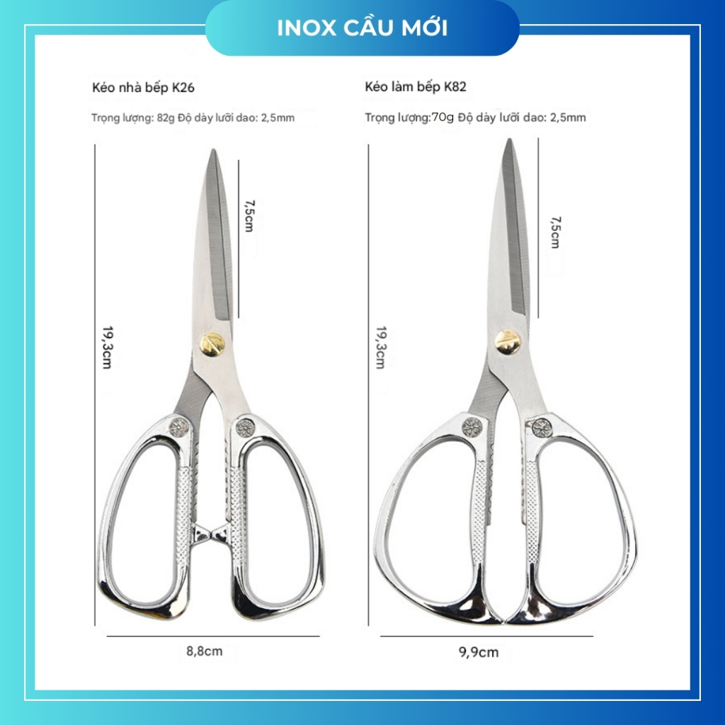Kéo inox thép không gỉ, kéo cắt thịt nội địa Nhật đa năng siêu chắc cho cuộc sống nhà bếp dễ dàng