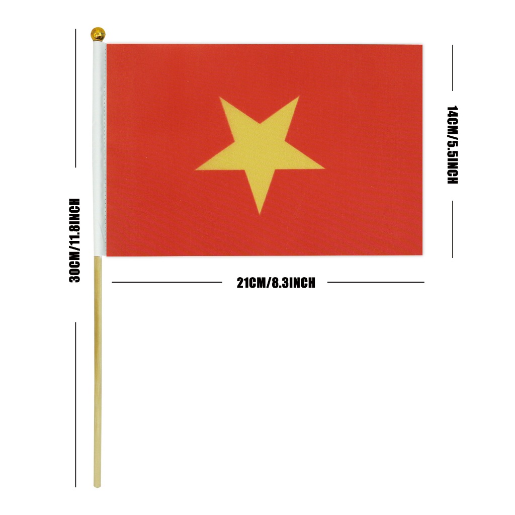Set 5 cờ Việt Nam cầm tay, huy hiệu cờ Việt Nam - Kem Shop K111