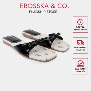 Erosska - Dép quai ngang đế bệt phối nơ kiểu dáng trẻ trung nổi bật màu đỏ - DE094