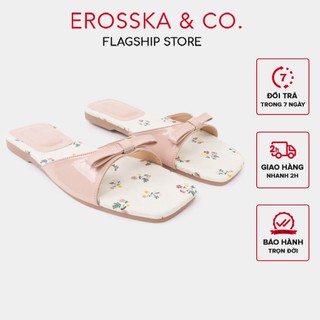 Erosska - Dép quai ngang đế bệt phối nơ kiểu dáng trẻ trung nổi bật màu đỏ - DE094