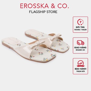 Erosska - Dép quai ngang đế bệt phối nơ kiểu dáng trẻ trung nổi bật màu đỏ - DE094