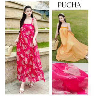 Maxi suông tơ 2 dây họa tiết mùa Hè, du lịch Hè sang chảnh, FREESIZE