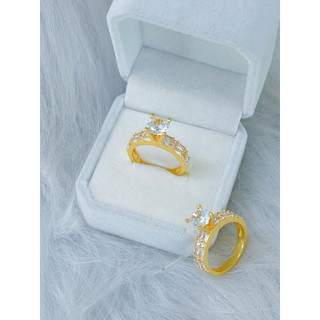 Nhẫn đính đá mạ vàng 24k, hột cao đính đá cao cấp bền màu, hàng titan cao cấp trangsucnhatam