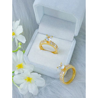 Nhẫn đính đá mạ vàng 24k, hột cao đính đá cao cấp bền màu, hàng titan cao cấp trangsucnhatam