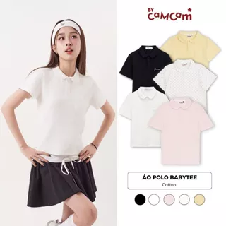 Áo Polo Basic Babytee 𝑩𝒚𝒄𝒂𝒎𝒄𝒂𝒎 Cho Nữ Vải Cá Sấu Cotton Logo Thêu Túi Ngực