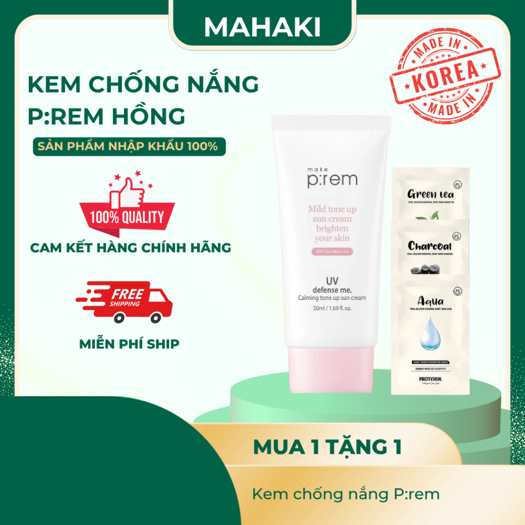 Kem Chống Nắng Vật Lý Make Prem Nâng Tone Cho Da Dầu 50ml Spf50+ Pa++++không Cồn - Hình ảnh thực tế