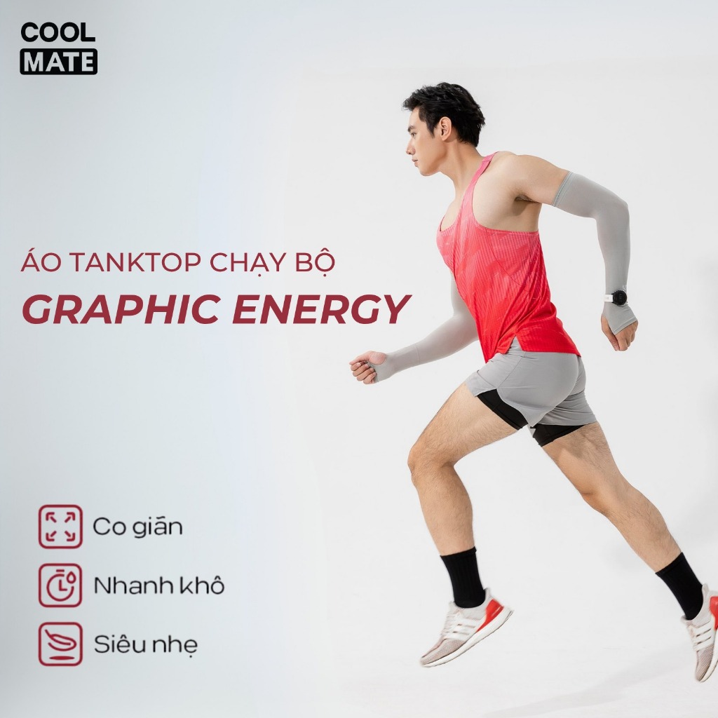 [MUA 4 GIẢM 20%]Áo Singlet chạy bộ Graphic Energy áo thể thao running thoáng khí thấm hút tốt Coolmate