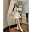 Đầm nữ tay ngắn phối bèo đính khuy bọc cao cấp MIU.STUDIO, Váy thiết kế cổ sen phối viền đính nơ tiểu thư thanh lịch