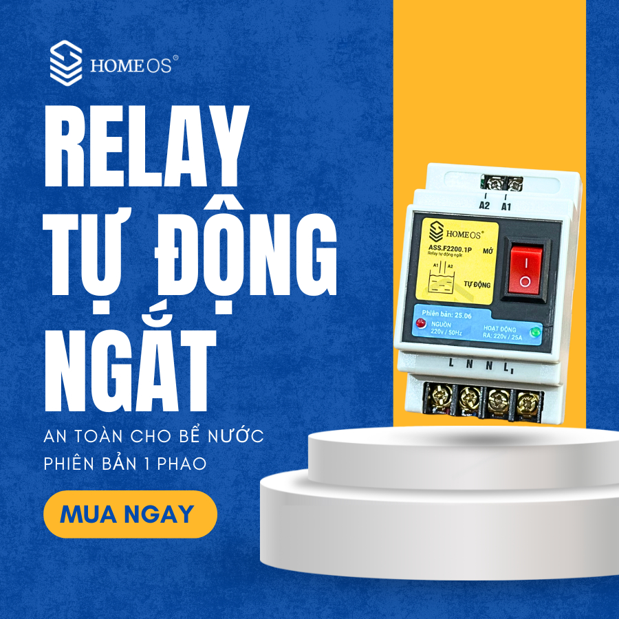 ( Chính hãng ) Rơ le an toàn cho phao điện máy bơm, chống rò, chống tràn cho téc nước ASS.F2200.1P