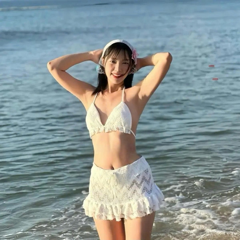 [ Video sp thực tế ] Set bikini Bra ren phối chân váy ôm ngắn MCA phong cách mùa hè đi biển S094