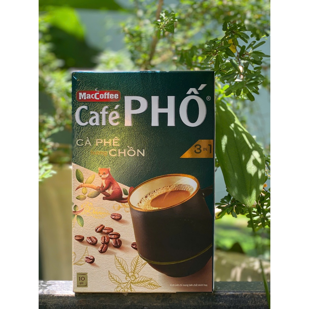 [CHÍNH HÃNG] Cà phê Sữa MacCoffee Café Phố hương chồn 3 in 1 hộp 10 gói *  16g