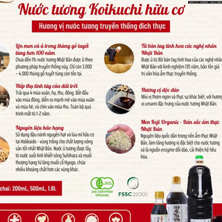 Nước Tương Koikuchi Hữu Cơ ủ gỗ tuyết tùng Nước tương Nhật