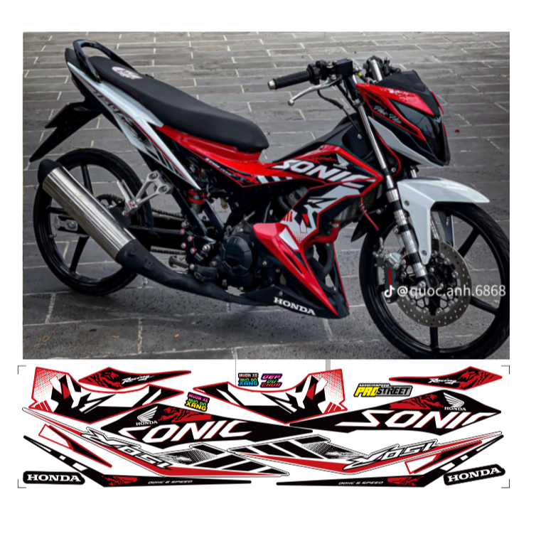 Tem rời SONIC 150R cao cấp chất liệu in 3 lớp chống nước không phai màu