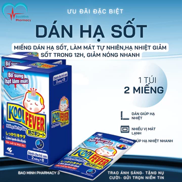 Miếng dán hạ sốt KOOLFEVER đến từ Nhật Bản (hộp 8 gói x 2 miếng) dành cho trẻ em, làm lạnh ổn định