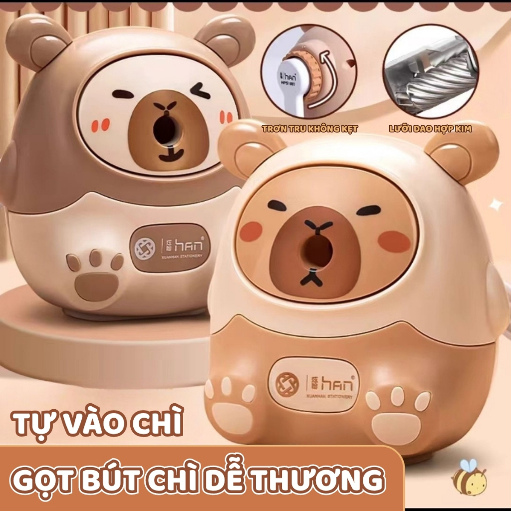 Gọt Bút Chì Quay Tay Tự Động - Chuốt Bút Chì Đa Năng Cho Bé, Lưỡi Sắc Bền, An Toàn, Phù Hợp Các Loại Chì