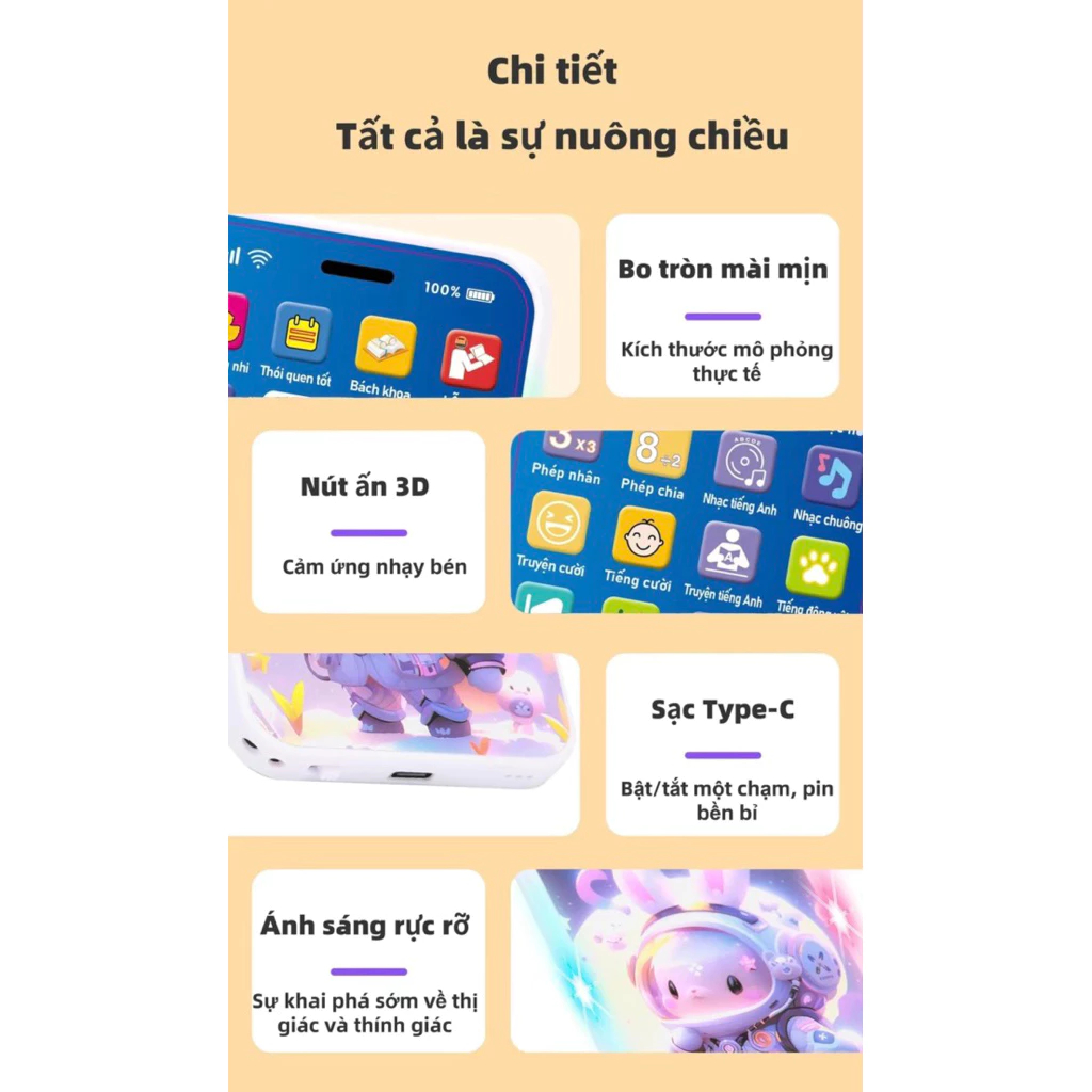 Điện Thoại Đồ Chơi Trẻ Em Với Nhạc Thiếu Nhi Việt Nam, Đèn Led Sáng Động