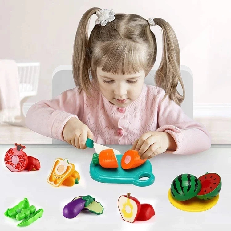 ( mẫu mới ) Đồ Chơi Cắt Hoa Quả Và Rau Củ Bằng Nhựa ABS An Toàn, Bộ Đồ Chơi Giỏ Cắt Trái Cây