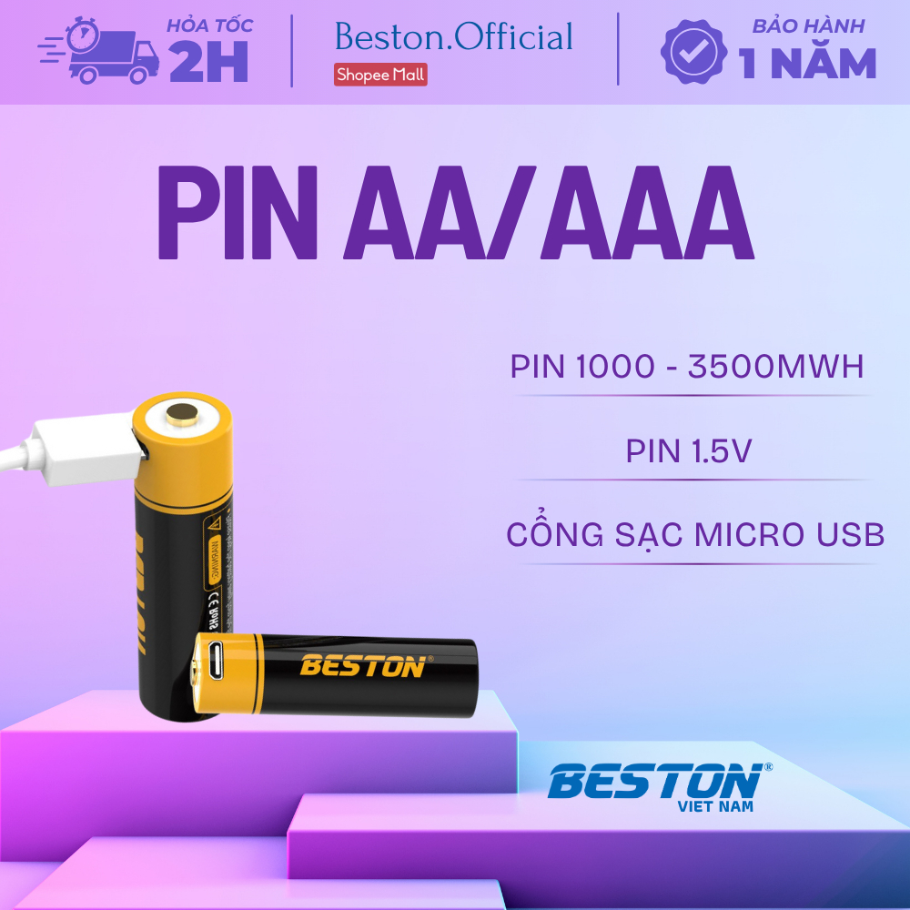 Pin sạc AAA/AA 1.5V cao cấp - Sạc trực tiếp bằng cổng Micro USB - (BẢO ...