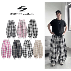 Quần Flannel Dài Ống Cong Vải Ép Hàn Form Rộng Unisex Tôn Dáng Nhiều Màu | SSSTore.Aesthetic