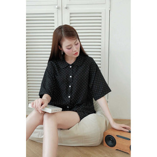 𝗛𝗮̀𝗻𝗴 𝗰𝗵𝗶́𝗻𝗵 𝗵𝗮̃𝗻𝗴 Bộ đồ ngủ mặc nhà Pyjamas Thì Thầm cổ sen chấm bi xinh form rộng- SHOP