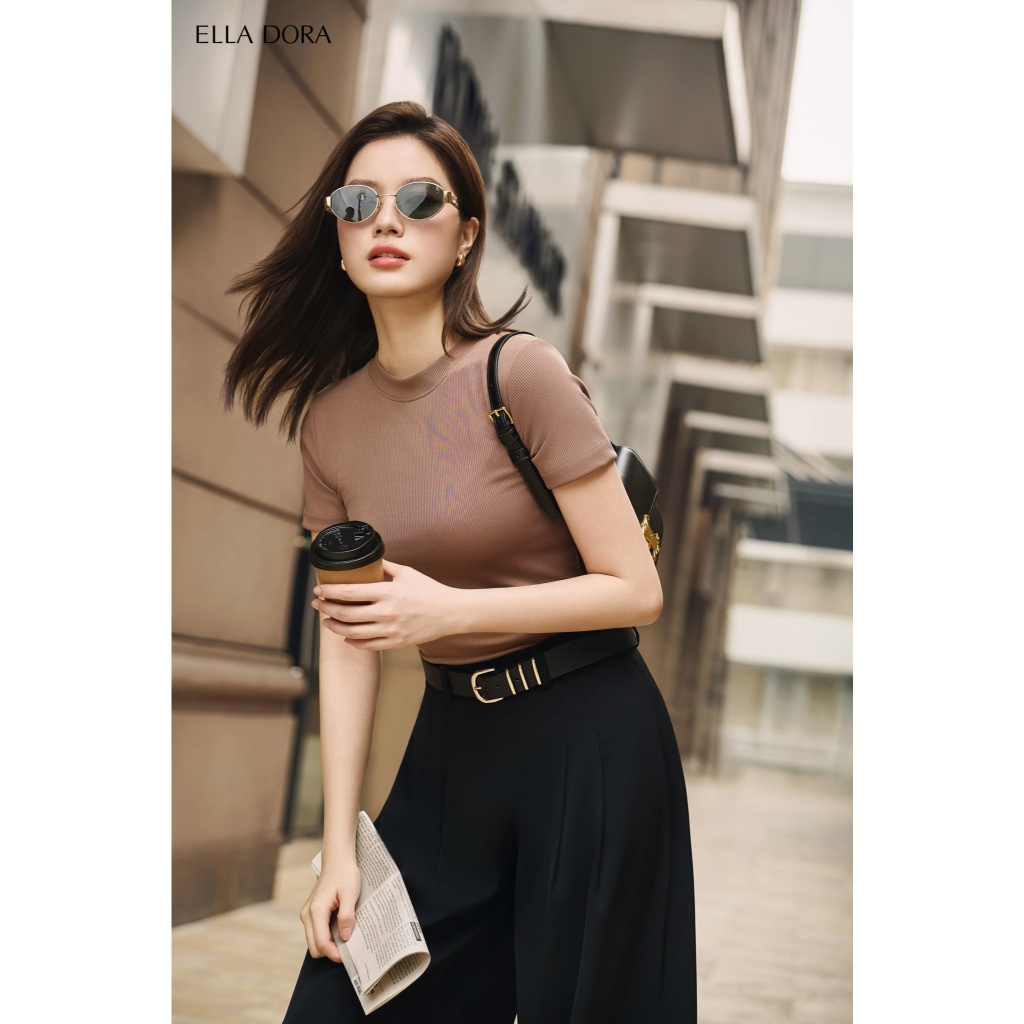 Quần tây nữ ELLA DORA thiết kế ống rộng dáng lửng khóa hông tinh tế thanh lịch sang trọng [Q38]